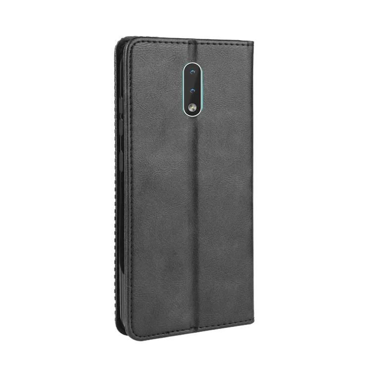 Magnetic Retro Leather Wallet Shell for Nokia 2.3 - Black