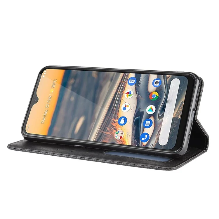 Retro Leather Auto-absorbed Protection Case with Wallet for Nokia 5.3 - Black