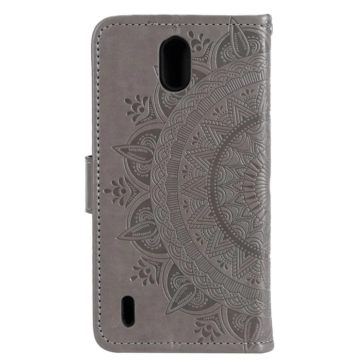 Mentions D'impression Mandala Cuir Coquille Unique Pour Nokia 1.3 - Gris