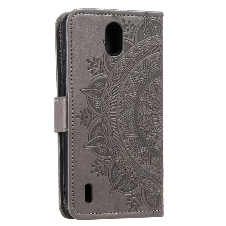 Mentions D'impression Mandala Cuir Coquille Unique Pour Nokia 1.3 - Gris