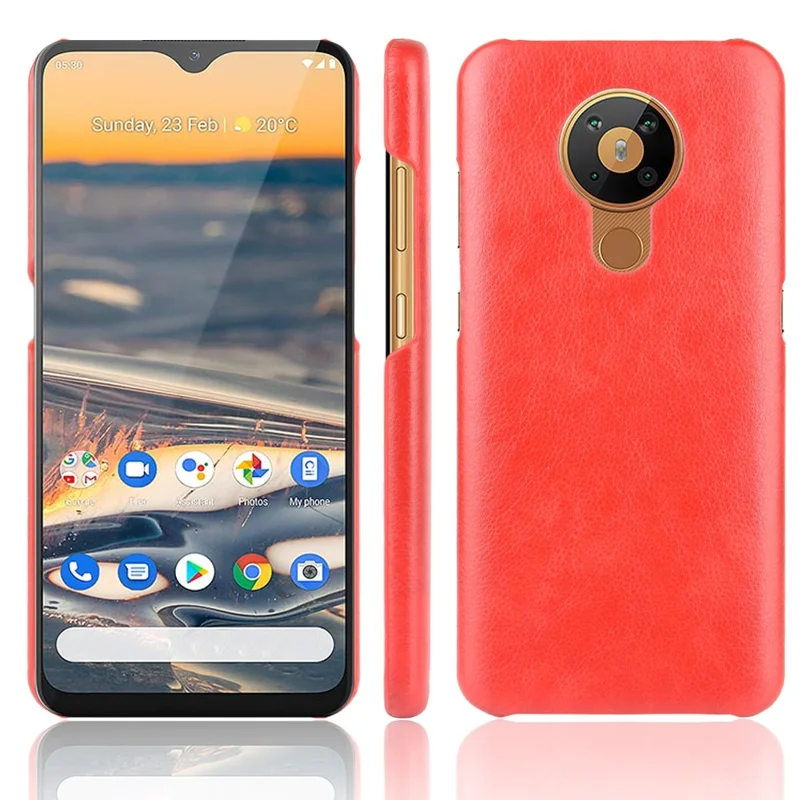 Litchi Texture PU Leather Coated PC Case Phone Cover for Nokia 5.3 - Red