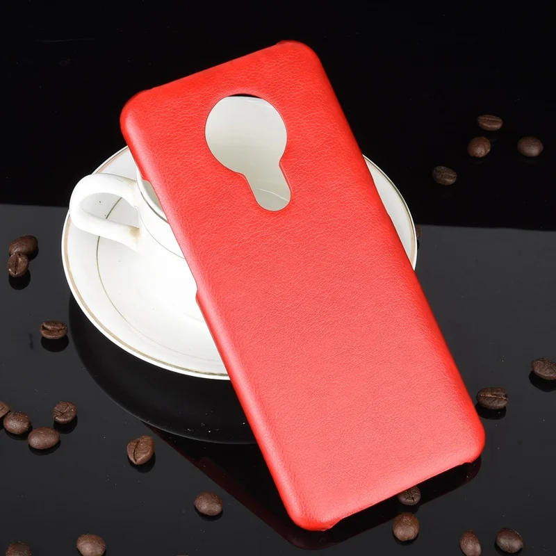 Litchi Texture PU Leather Coated PC Case Phone Cover for Nokia 5.3 - Red