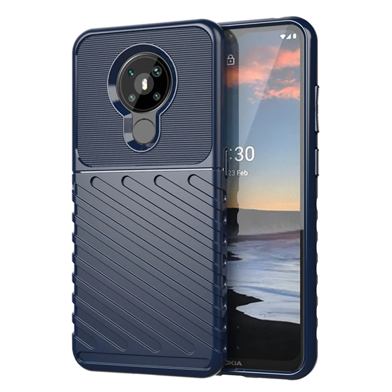 Thunder Series Vevstrukturet Blød TPU-telefonbeskytning til Nokia 5.3 - Blå