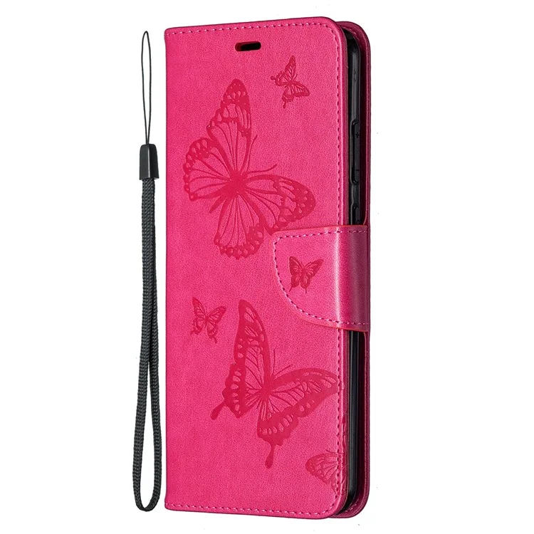 Mentions D'impression Butterflies Portefeuille Touche Flip Cuir Pour Nokia 5.3 - Rose