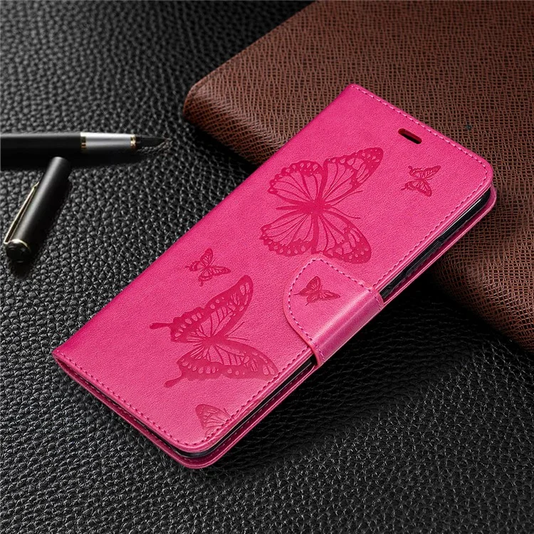 Mentions D'impression Butterflies Portefeuille Touche Flip Cuir Pour Nokia 5.3 - Rose