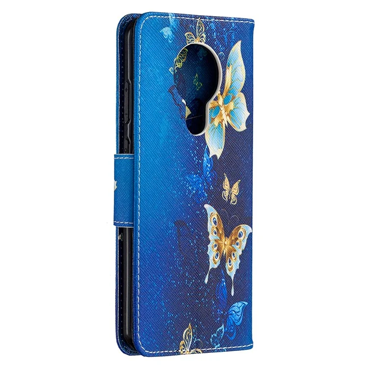 Estuche de Billetera de Cuero de Impresión de Patrones Para Nokia 5.3 - Mariposas Doradas