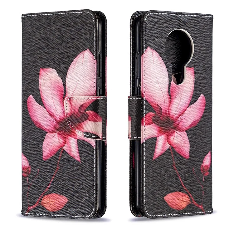Musterdruck Leder Brieftasche Hülle Für Nokia 5.3 - Lebendige Blume