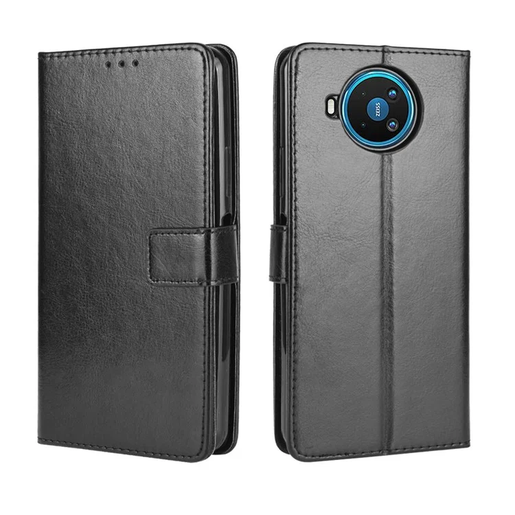 Crazy Horse Texture Leather Phone Cover for Nokia 8.3 5G - Black