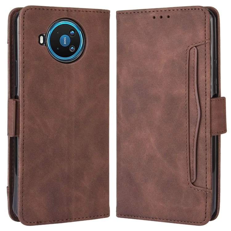 Leather with Wallet Stand Mobile Phone Case for Nokia 8.3 5G Anti-Collision Phone Cover - Brown