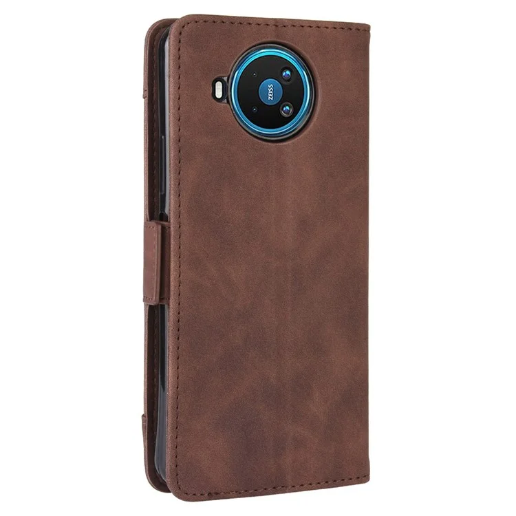 Leather with Wallet Stand Mobile Phone Case for Nokia 8.3 5G Anti-Collision Phone Cover - Brown