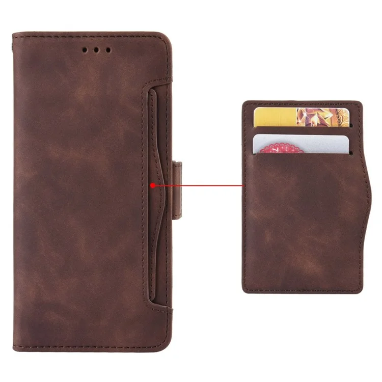 Leather with Wallet Stand Mobile Phone Case for Nokia 8.3 5G Anti-Collision Phone Cover - Brown