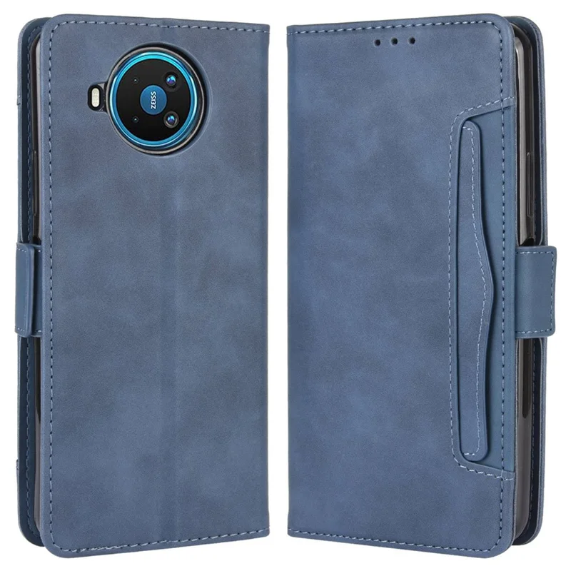 Leather with Wallet Stand Mobile Phone Case for Nokia 8.3 5G Anti-Collision Phone Cover - Blue