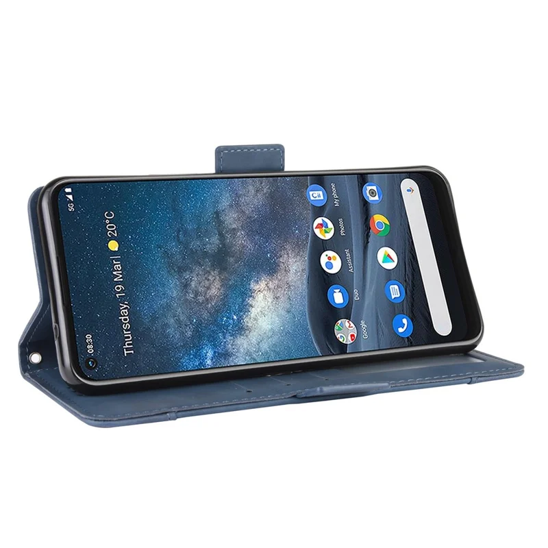 Leather with Wallet Stand Mobile Phone Case for Nokia 8.3 5G Anti-Collision Phone Cover - Blue