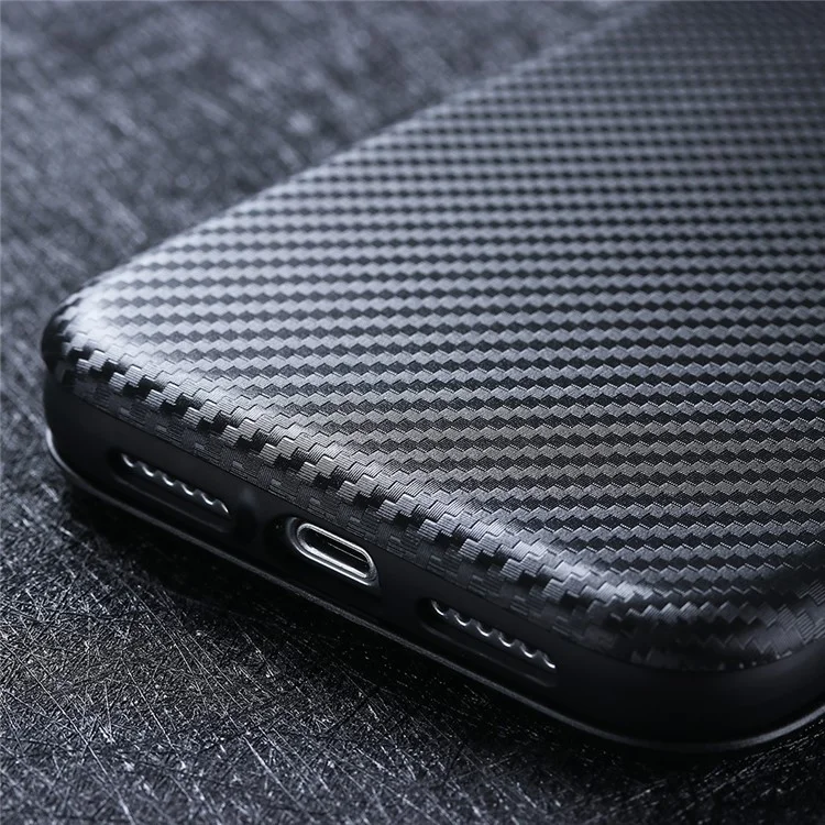 Coque en cuir avec texture en fibre de carbone auto-absorbante pour Nokia 8.3 5G - Noir