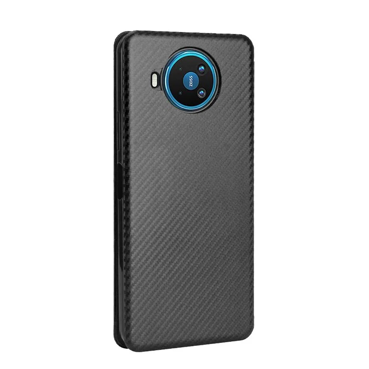 Coque en cuir avec texture en fibre de carbone auto-absorbante pour Nokia 8.3 5G - Noir
