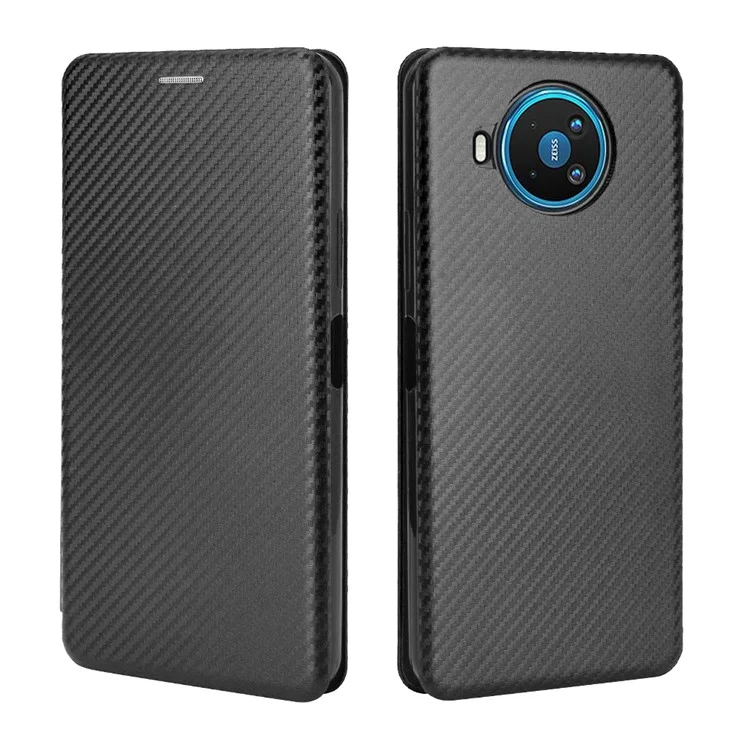 Coque en cuir avec texture en fibre de carbone auto-absorbante pour Nokia 8.3 5G - Noir