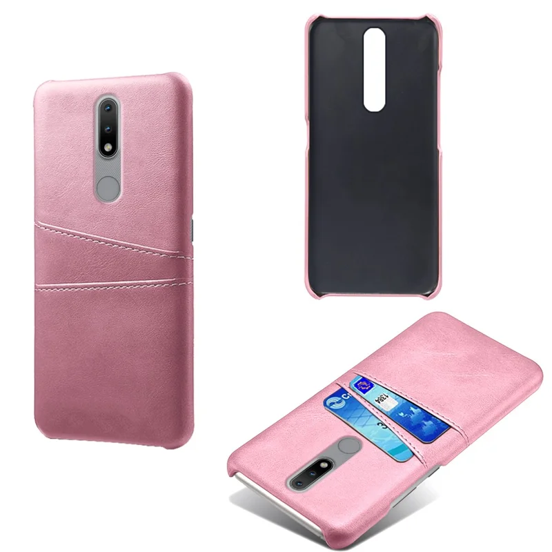 PU Leather Coated Hard PC Phone Cover for Nokia 2.4 - Rose Gold