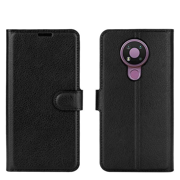 Litchi Grain Wallet Stand Leather Flip Protection Case for Nokia 3.4 - Black