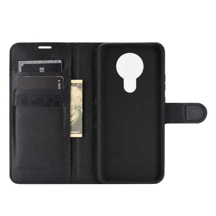 Litchi Grain Wallet Stand Leather Flip Protection Case for Nokia 3.4 - Black