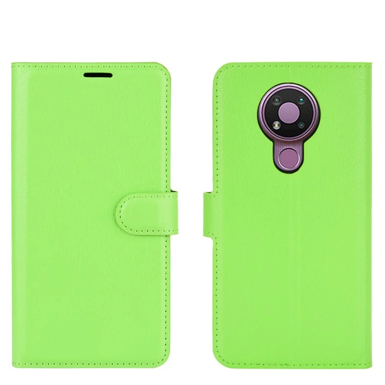 Litchi Grain Wallet Stand Leather Flip Protection Case for Nokia 3.4 - Green