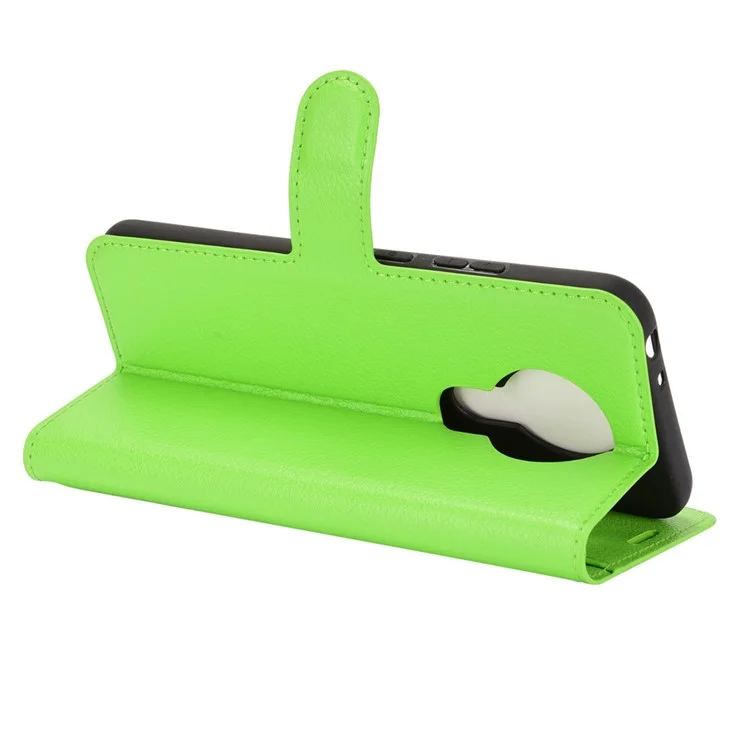 Litchi Grain Wallet Stand Leather Flip Protection Case for Nokia 3.4 - Green