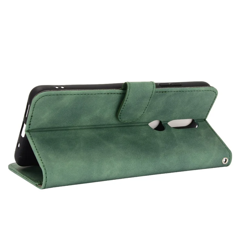 Skin-touch PU Leather Wallet Cell Phone Case for Nokia 2.4 - Green