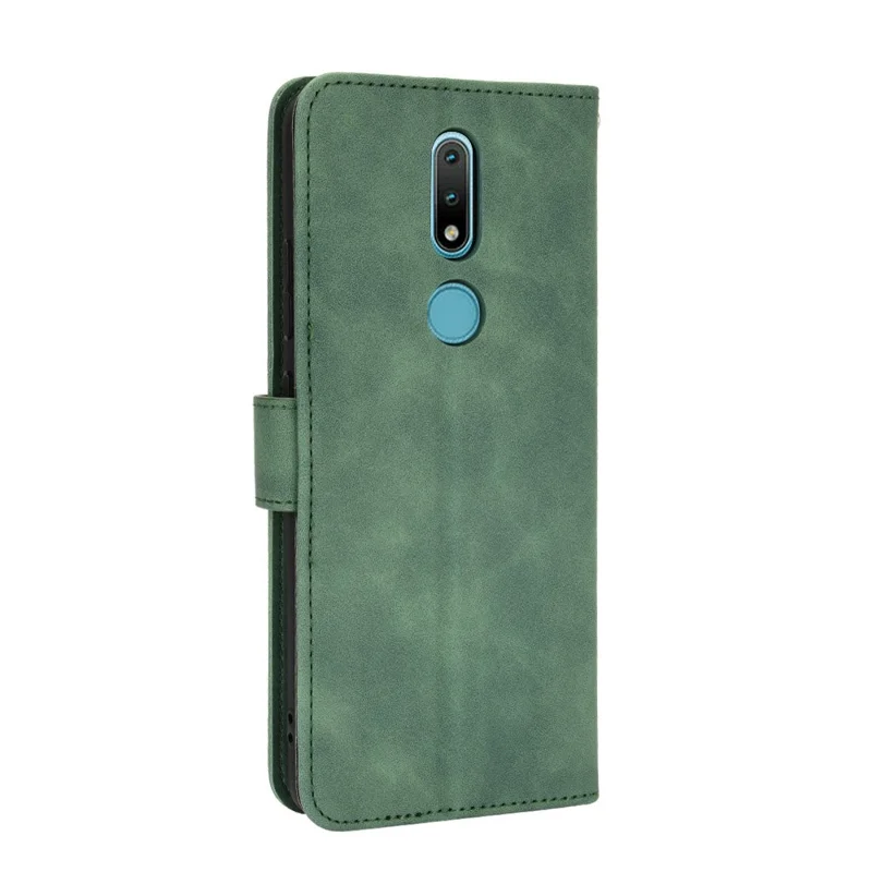 Skin-touch PU Leather Wallet Cell Phone Case for Nokia 2.4 - Green