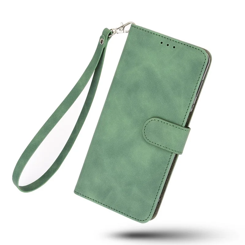 Skin-touch PU Leather Wallet Cell Phone Case for Nokia 2.4 - Green