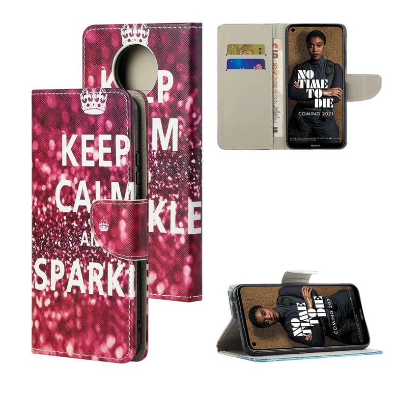 Cross Texture Leather Wallet Stand Protective Case with Pattern Printing for Nokia 3.4 - Slogan