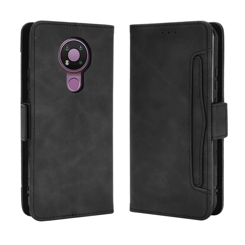 Multiple Card Slots Leather Wallet Mobile Phone Case for Nokia 3.4 - Black