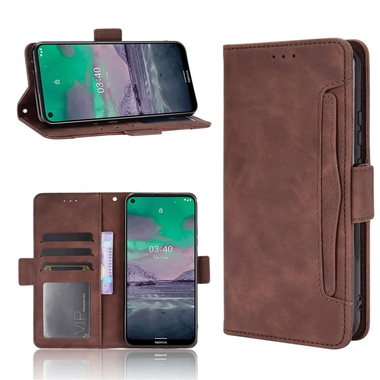 Custodia Per Telefono Cellulare in Pelle Più Slot in Pelle Per Nokia 3.4 - Marrone