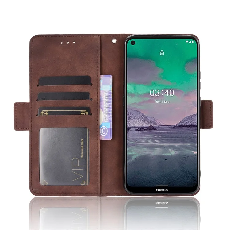 Custodia Per Telefono Cellulare in Pelle Più Slot in Pelle Per Nokia 3.4 - Marrone