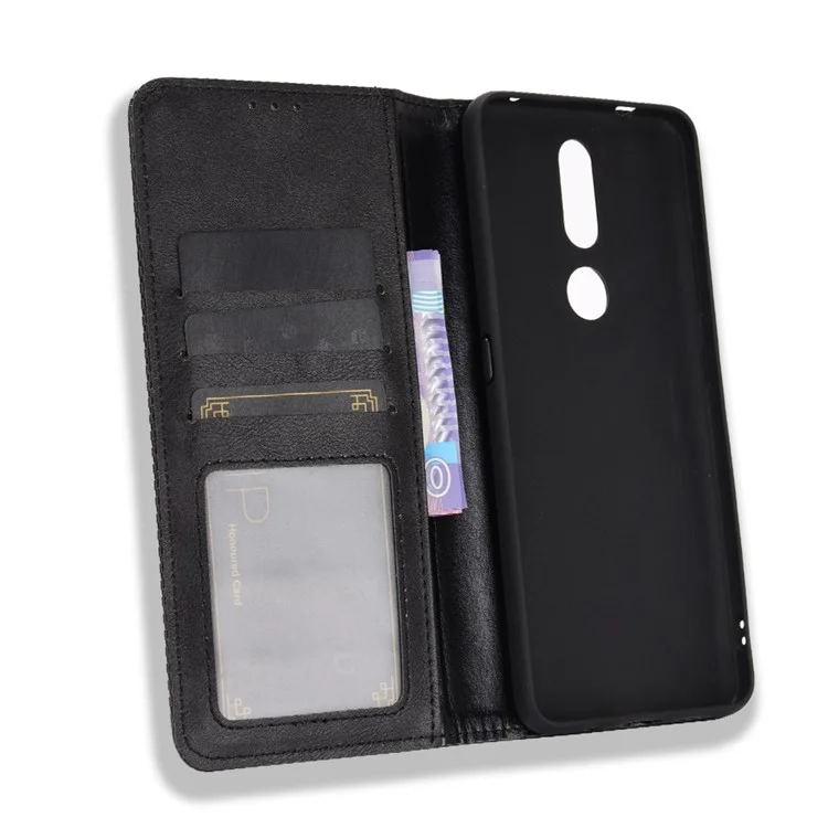 Magnetic Vintage Style Telephip Willet Cover Cover Para Nokia 2.4 - Negro