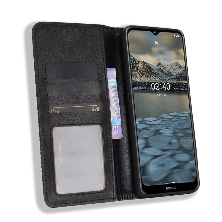 Magnetic Vintage Style Telephip Willet Cover Cover Para Nokia 2.4 - Negro