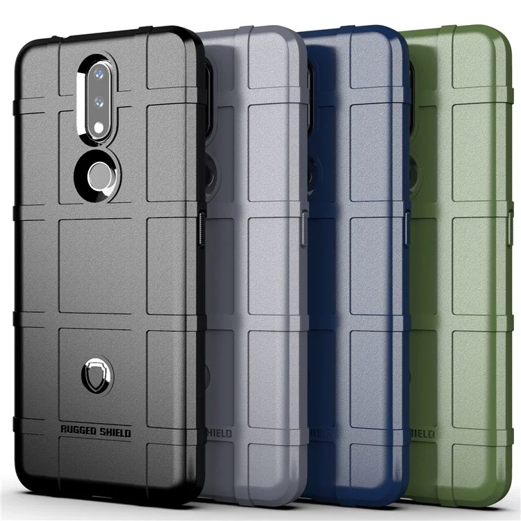 Rugged Shield Square Grid Textur TPU -telefonabdeckung Für Nokia 2.4 - Schwarz