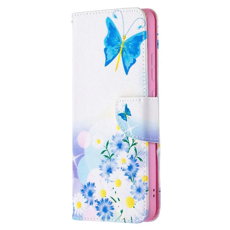 Pattern Printing Leather Wallet Stand Protective Shell for Nokia 2.4 - Butterfly and Flower