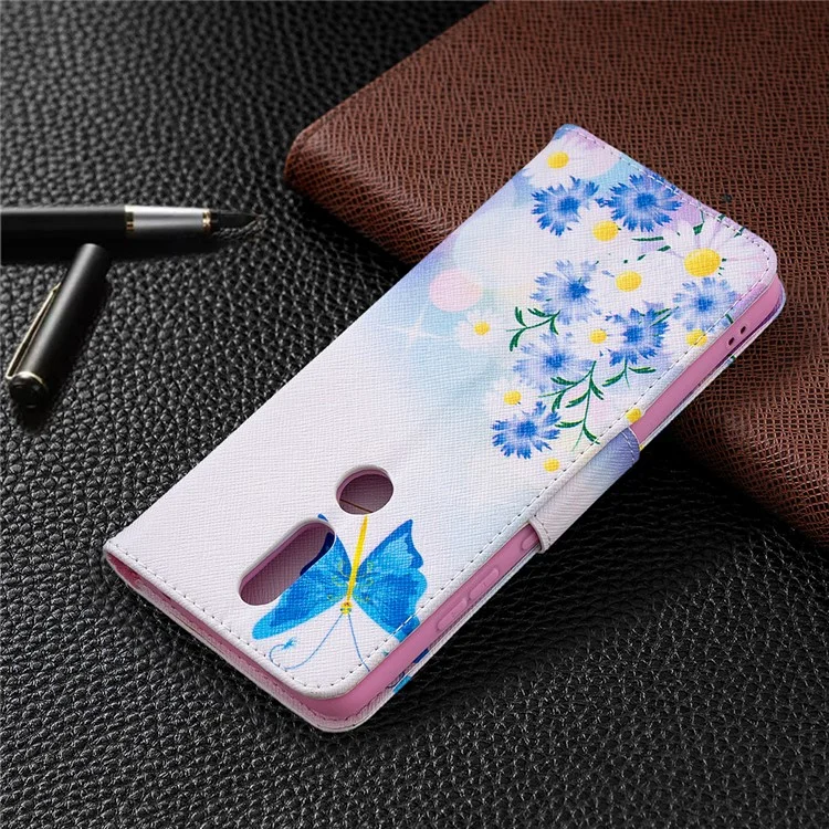 Pattern Printing Leather Wallet Stand Protective Shell for Nokia 2.4 - Butterfly and Flower