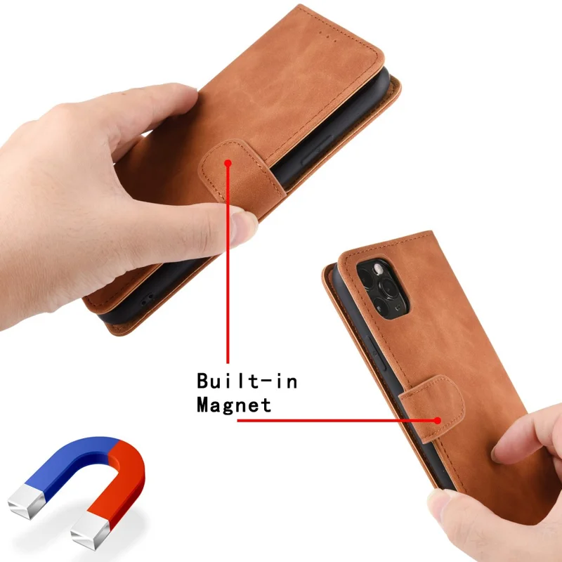 Delicate PU Leather Wallet Cell Phone Case for Nokia 3.4 - Brown