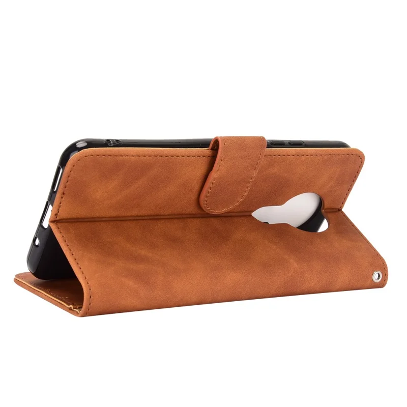 Delicate PU Leather Wallet Cell Phone Case for Nokia 3.4 - Brown