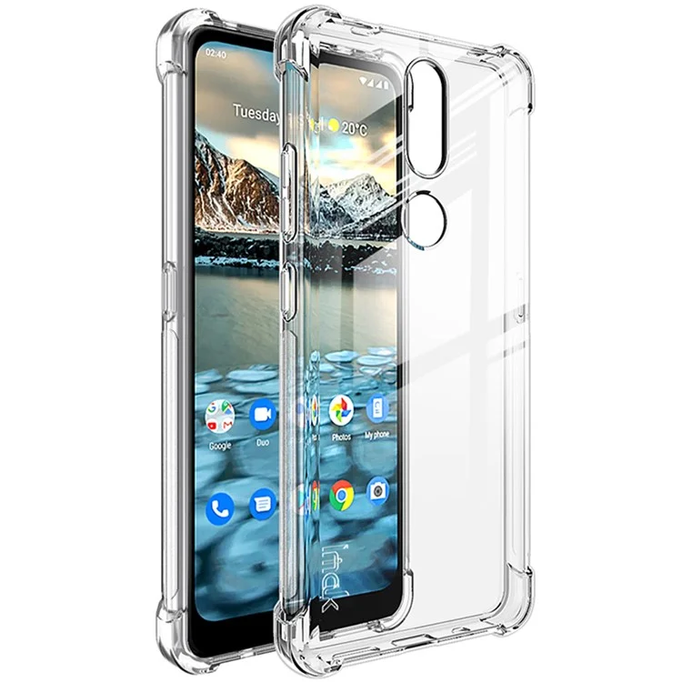 Funda IMAK Airbag a prueba de golpes de TPU + Película Protectora de Pantalla para Nokia 2.4 - Transparente