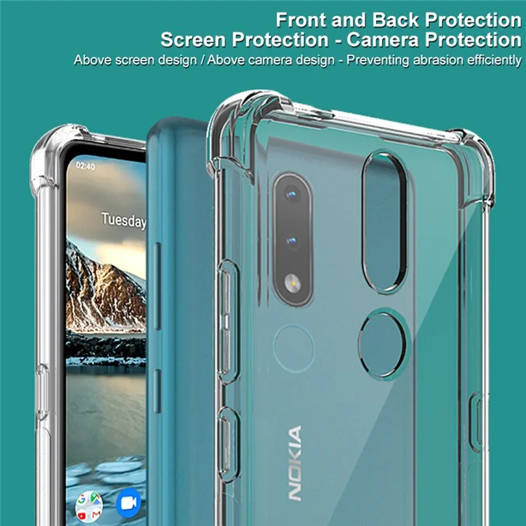 Funda IMAK Airbag a prueba de golpes de TPU + Película Protectora de Pantalla para Nokia 2.4 - Transparente