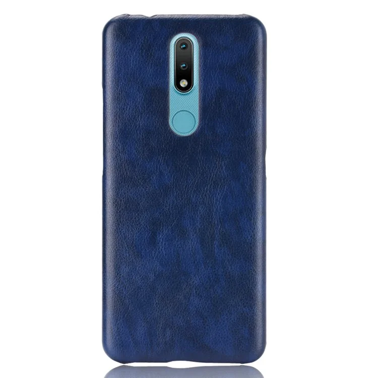 Litchi Texture PU Leather Coated PC Mobile Casing for Nokia 2.4 - Blue