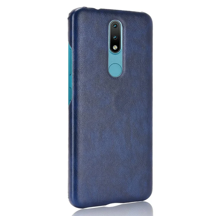 Litchi Texture PU Leather Coated PC Mobile Casing for Nokia 2.4 - Blue