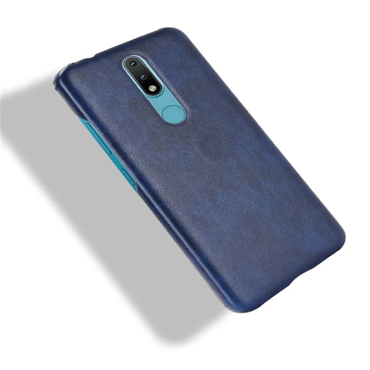 Litchi Texture PU Leather Coated PC Mobile Casing for Nokia 2.4 - Blue