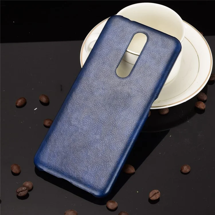 Litchi Texture PU Leather Coated PC Mobile Casing for Nokia 2.4 - Blue
