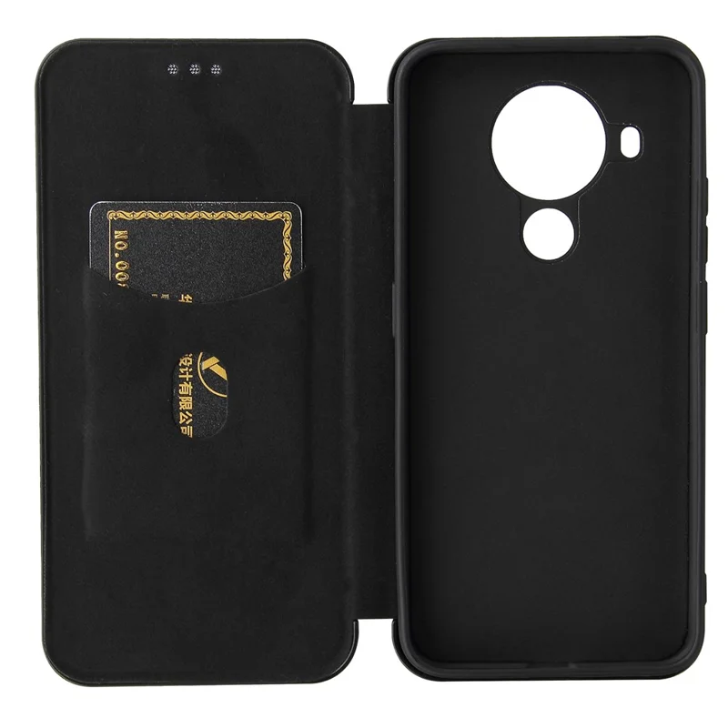 Carbon Fiber Texture Stand Cover for Nokia 5.4 Auto-absorbed Leather Case - Black