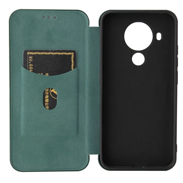 Carbon Fiber Texture Stand Cover for Nokia 5.4 Auto-absorbed Leather Case - Green