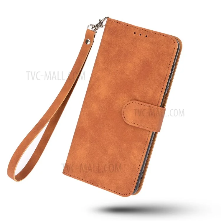Skin-touch Protective Leather Flip Shell for Nokia 5.4 Wallet Stand Cover - Brown