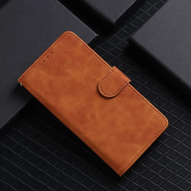 Skin-touch Protective Leather Flip Shell for Nokia 5.4 Wallet Stand Cover - Brown