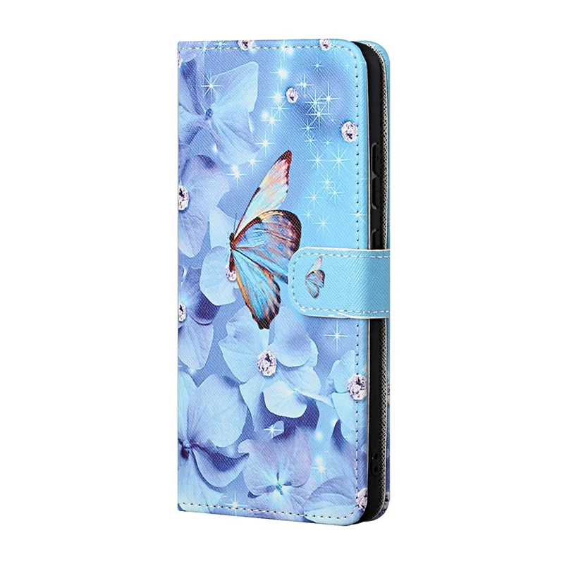 Pattern Printing for Nokia 5.4 Cross Texture Leather Wallet Case with Lanyard - Butterfly and Flowers